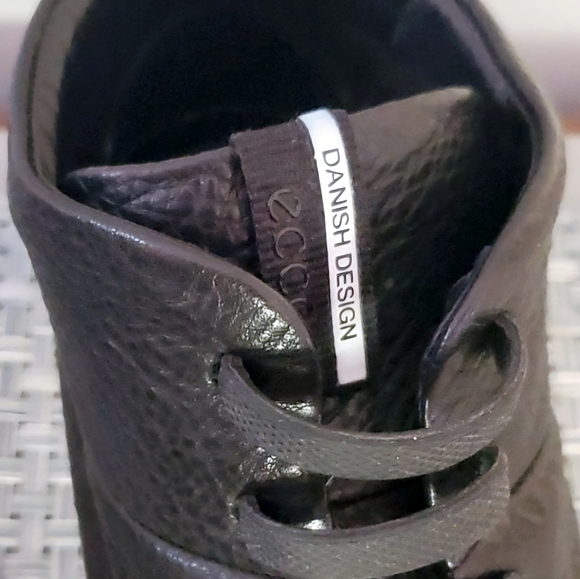 ECCO Men's Size 8 Danish Design Black Leather High-Tops - Picture 4 of 9